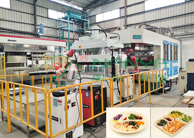 Eco-Friendly อัตโนมัติแขนหุ่นยนต์ Bagasse ไฟเบอร์ทำบนโต๊ะอาหารเครื่องจักร